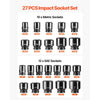 VEVOR 3/4 in Drive Impact Socket Set, 27 Pieces SAE 7/8 in to 2 in and Metric 22 mm to 50 mm, 6 Point Cr-V Alloy Steel for Auto Repair, Includes Extension Bars, Ratchet Handle and Storage Case