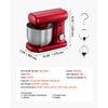 VEVOR Stand Mixer, 3 QT Electric Kitchen Mixer, 300W Dough-Mixer, 10 Speeds Tilt-head Food-Mixer with Stainless Steel Bowl, Dough Hook, Whisk, Beater, for Baking, Mixing, Whipping & Kneading, Red