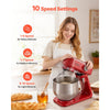 VEVOR Stand Mixer, 7.8 QT Electric Kitchen Mixer, 800W Dough-Mixer, 10 Speeds Tilt-head Food-Mixer with Stainless Steel Bowl, Dough Hook, Whisk, Beater, for Baking, Mixing, Whipping & Kneading, Red