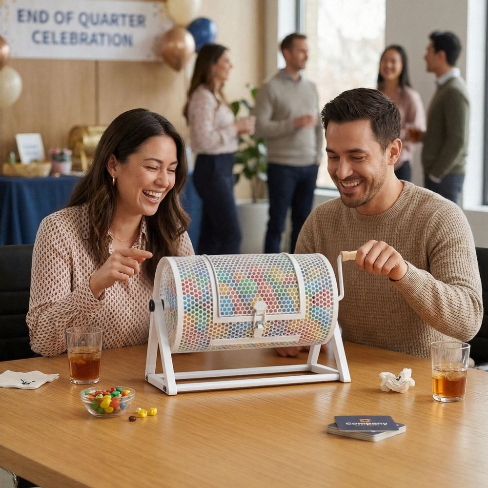 VEVOR Raffle Ticket Spinner, 11.6" x 6.6" Holds 2500 Tickets or 100 Ping Pong Balls, Raffle Drum Lottery Spinning Cage with Reinforced Handle, Stable Triangular Stand, for Events and Gatherings, White