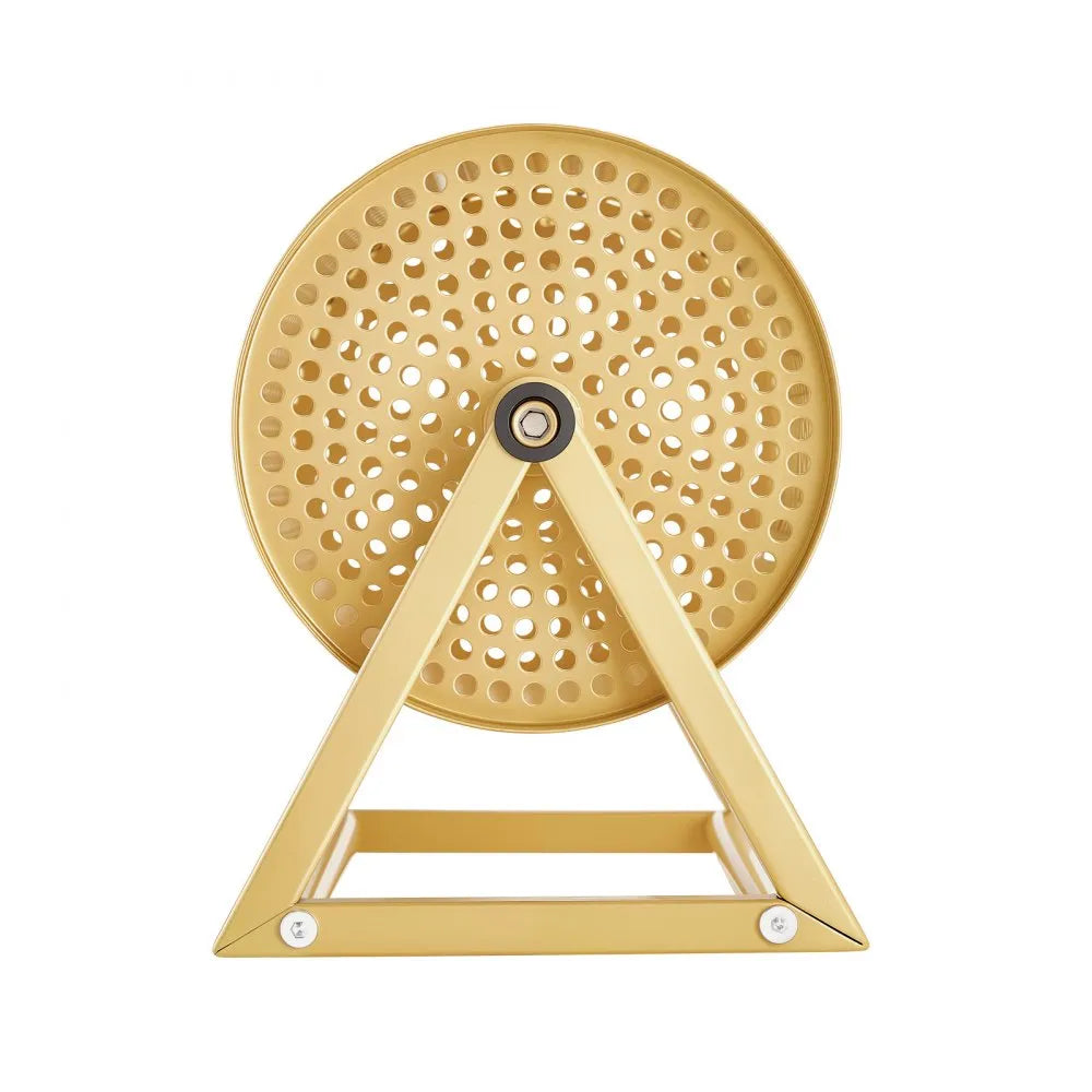 VEVOR Raffle Ticket Spinner, 11.6" x 6.6" Holds 2500 Tickets or 100 Ping Pong Balls, Raffle Drum Lottery Spinning Cage with Reinforced Handle, Stable Triangular Stand, for Events and Gatherings, Gold
