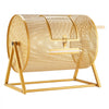 VEVOR Raffle Ticket Spinner, 16.1" x 11.9" Holds 5000 Tickets or 200 Ping Pong Balls, Raffle Drum Lottery Spinning Cage with Reinforced Handle, Stable Triangular Stand, for Events and Gatherings, Gold