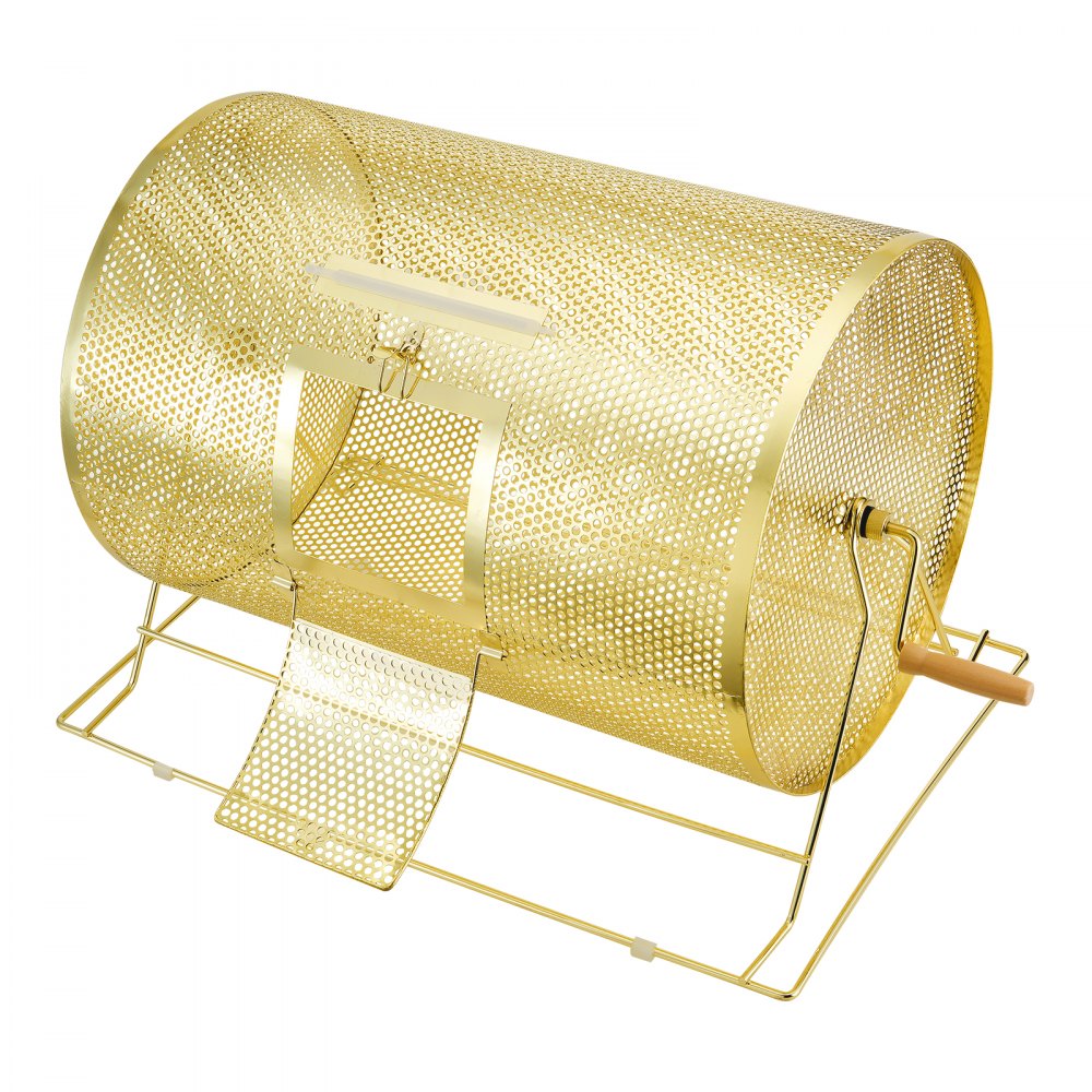 VEVOR Raffle Drum,Holds 10000 Tickets or 300 Ping Pong Balls, Metal Lottery Spinning Drawing with Wooden Turning Handle, 14.8 x Ø21.26 inch Brass Plated Raffle Ticket Spinning Cage, for Bingo Ballot