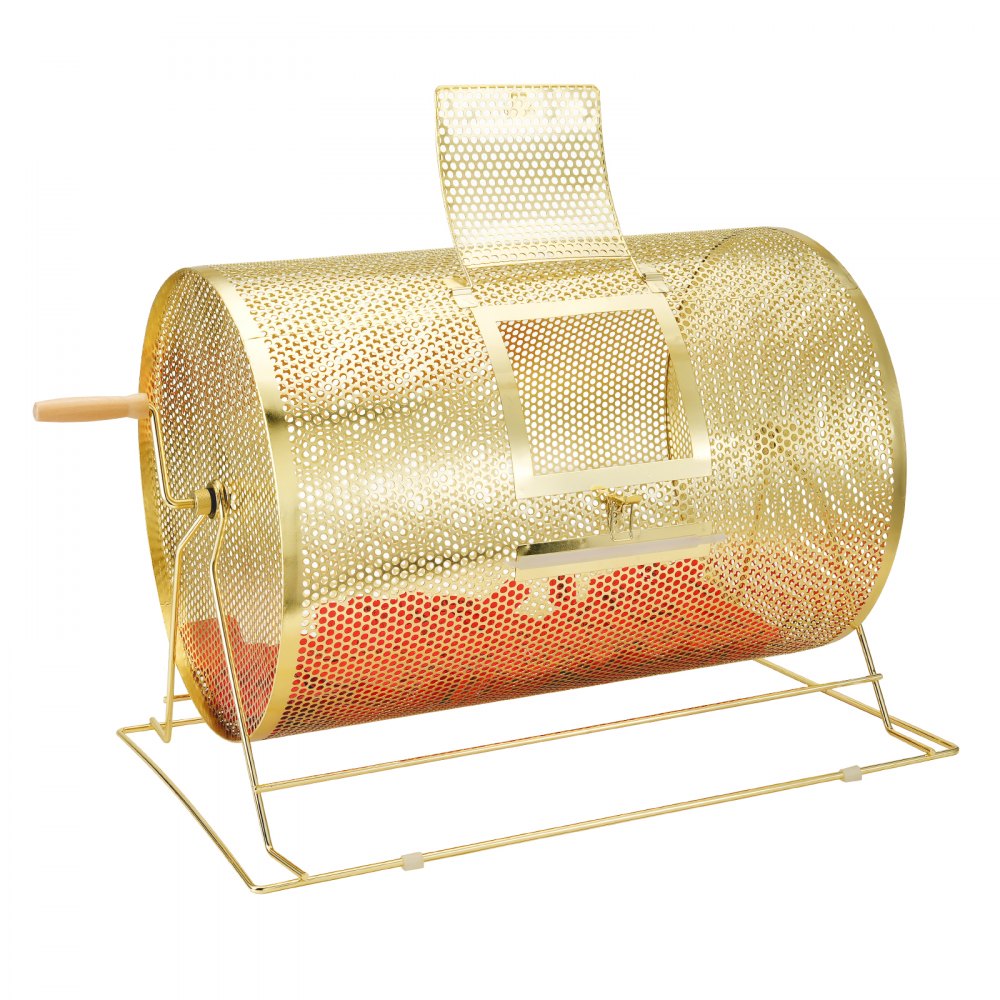 VEVOR Raffle Drum,Holds 10000 Tickets or 300 Ping Pong Balls, Metal Lottery Spinning Drawing with Wooden Turning Handle, 14.8 x Ø21.26 inch Brass Plated Raffle Ticket Spinning Cage, for Bingo Ballot