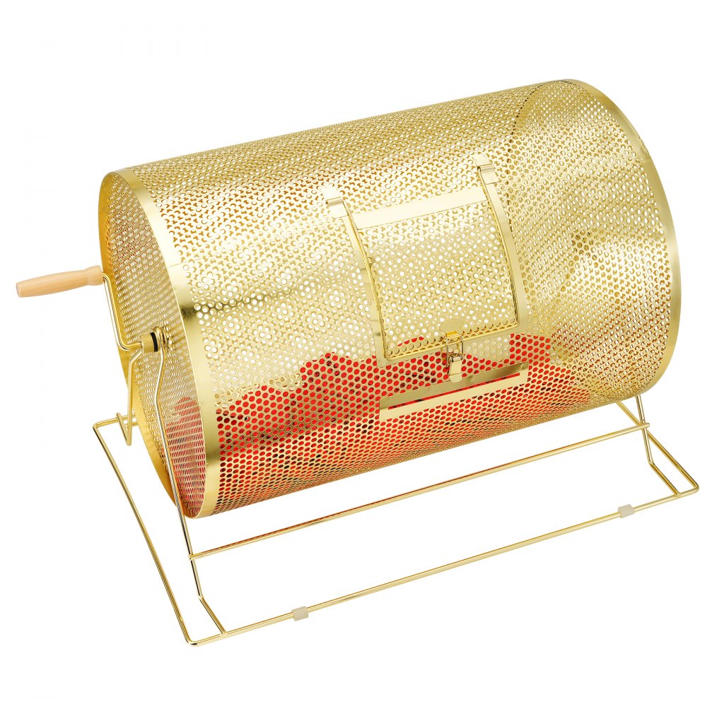 VEVOR Raffle Drum,Holds 10000 Tickets or 300 Ping Pong Balls, Metal Lottery Spinning Drawing with Wooden Turning Handle, 14.8 x Ø21.26 inch Brass Plated Raffle Ticket Spinning Cage, for Bingo Ballot