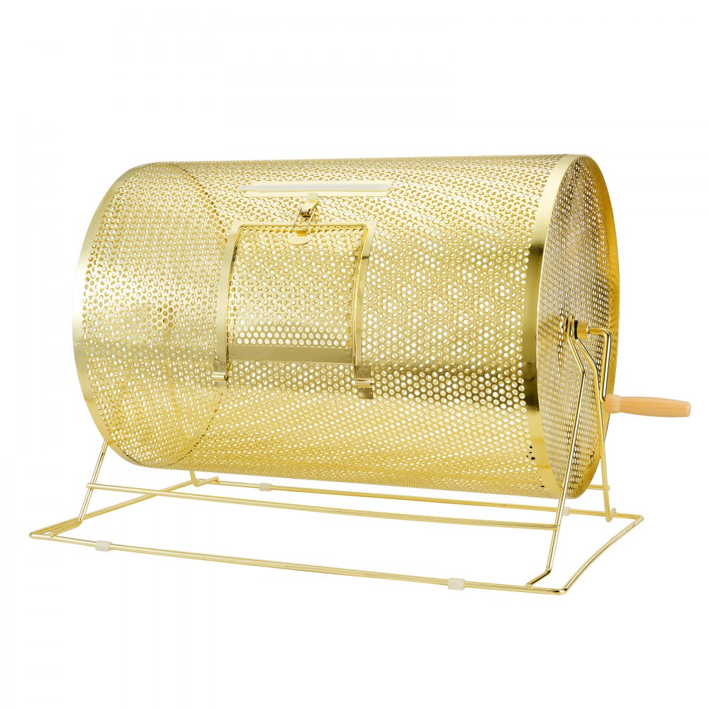 VEVOR Raffle Drum,Holds 10000 Tickets or 300 Ping Pong Balls, Metal Lottery Spinning Drawing with Wooden Turning Handle, 14.8 x Ø21.26 inch Brass Plated Raffle Ticket Spinning Cage, for Bingo Ballot