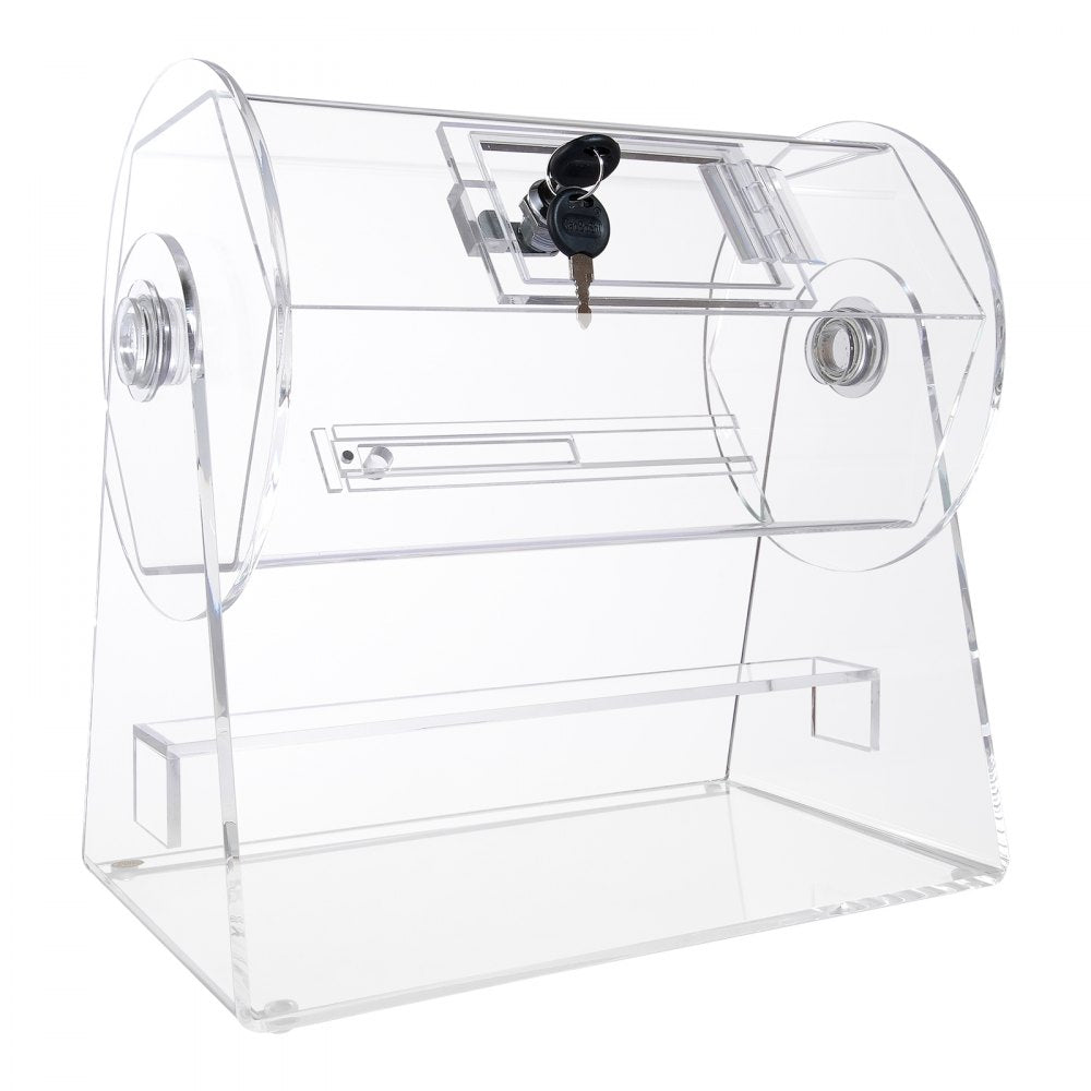VEVOR Acrylic Raffle Drum, Professional Raffle Ticket Spinning Cage with 2 Keys, Transparent Lottery Spinning Drawing, Holds 2500 Tickets or 100 Raffle Balls,Raffle Ticket Box for Lottery Games Bingo