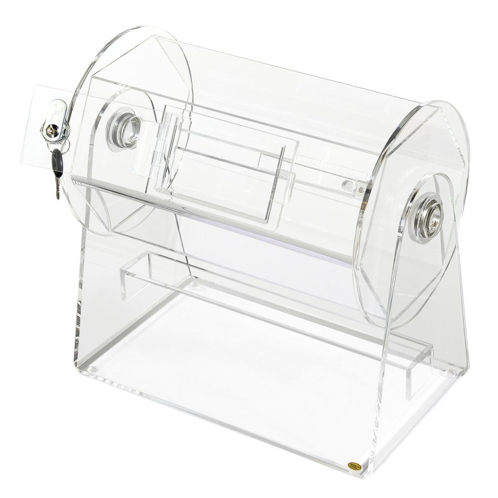 VEVOR Acrylic Raffle Drum, Professional Raffle Ticket Spinning Cage with 2 Keys, Transparent Lottery Spinning Drawing, Holds 2500 Tickets or 100 Raffle Balls,Raffle Ticket Box for Lottery Games Bingo