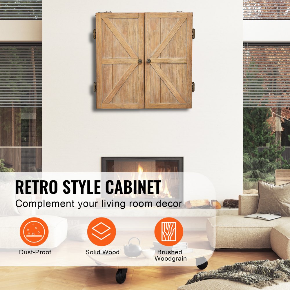 VEVOR Dartboard Cabinet, Solid Wood Dartboard Cabinet Set, Official Size Hideaway Cabinet with Socreboard and Accessories, Features Easy Assembly, Perfect for Cricket Games (Dartboard Not Included)