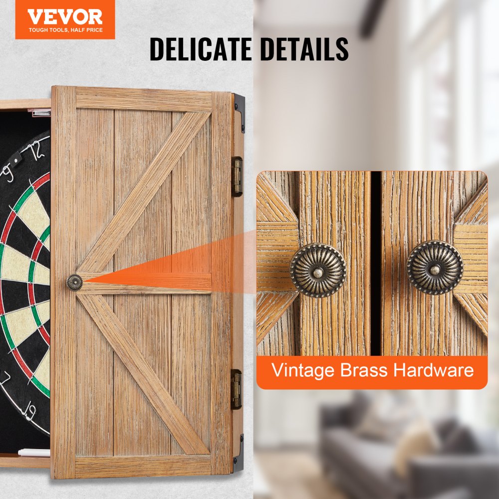 VEVOR Dartboard Cabinet, Solid Wood Dartboard Cabinet Set, Official Size Hideaway Cabinet with Socreboard and Accessories, Features Easy Assembly, Perfect for Cricket Games (Dartboard Not Included)