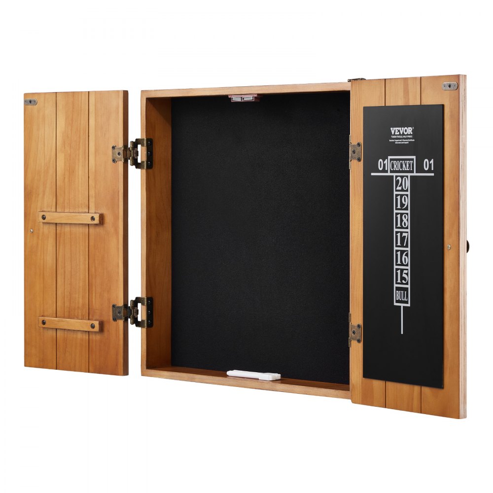 VEVOR Dartboard Cabinet, Solid Wood Dartboard Cabinet Set, Official Size Hideaway Cabinet with Socreboard and Accessories, Features Easy Assembly, Perfect for Cricket Games (Dartboard Not Included)