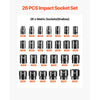 VEVOR Impact Socket Set 1/2 Inches 26 Piece Impact Sockets, Shallow Socket, 6-Point Sockets, Rugged Construction, CR-V, 1/2 Inches Drive Socket Set Impact Metric 10mm - 36mm, with a Storage Cage