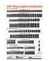 VEVOR 210 Piece Drive Impact Socket Set, 1/4, 3/8, 1/2 Inch, 6 Point Deep & Shallow Impact Sockets, SAE (3/16 to 1-1/4 in) and Metric (4 to 32 mm) Sizes with Extension Bars, Cr-V Steel, Carrying Case