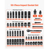 VEVOR 3/8 in Drive Impact Socket Set, 50 Piece, 6 Point Deep & Shallow Impact Sockets, SAE (5/16 in to 3/4 in) and Metric (8 to 22 mm) Sizes with 3 in & 6 in Extension Bars, Cr-V Steel, Carrying Case