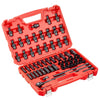 VEVOR 3/8 in Drive Impact Socket Set, 67 Piece, 6 Point Shallow & Deep Impact Sockets, SAE (5/16 in to 3/4 in) and Metric (8 mm to 19 mm), Swivel Sockets, Adapters, Cr-V & Cr-Mo Steel, Carrying Case