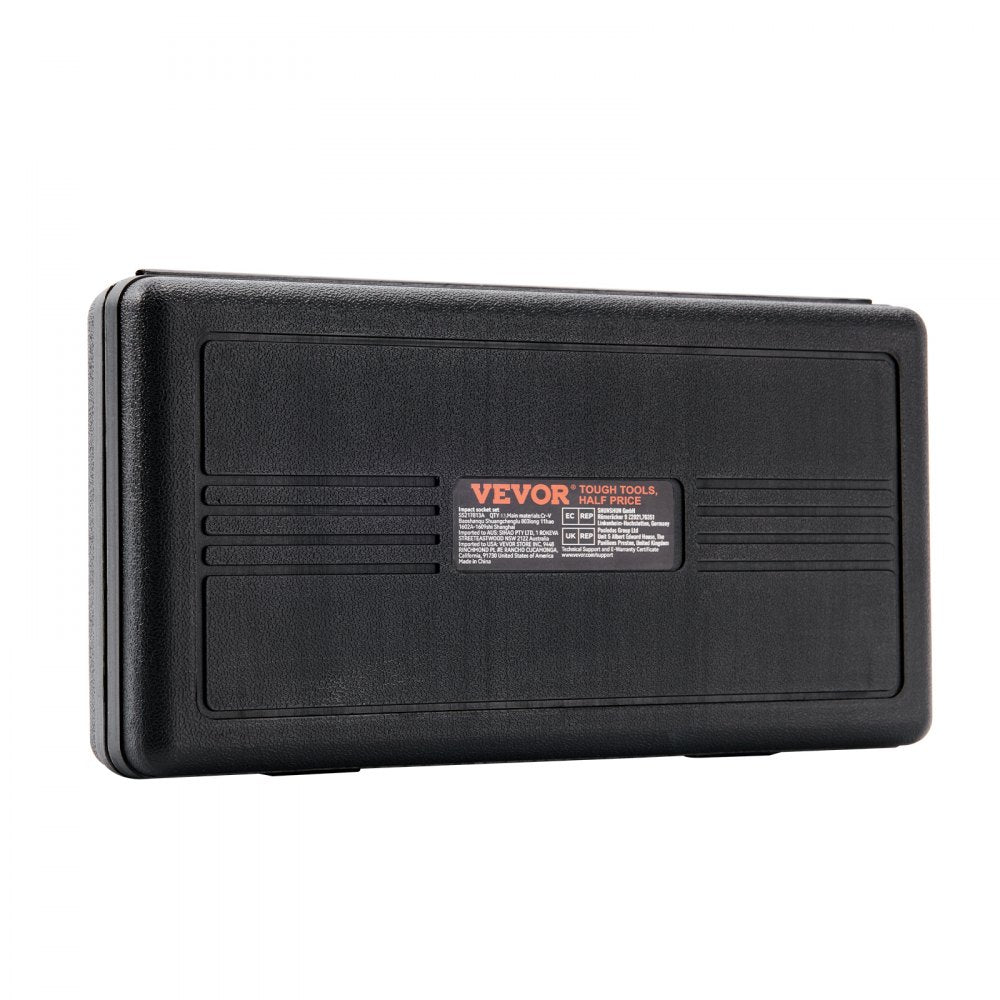 VEVOR 1/2" Drive Impact Socket Set, 13 Piece Deep Socket Set Metric 10-24mm, 6 Point CR-V Alloy Steel for Auto Repair, Easy-to-Read Size Markings, Rugged Construction, Includes Storage Case