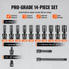 VEVOR 360 Degree Swivel Impact Socket Set, 3/8" Socket Set 14PCS Deep Universal Metric 10-19mm, 6 Point Cr-Mo Alloy Steel for Auto Repair, Easy-to-Read Size Markings, Rugged Construction, Storage Case