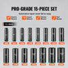VEVOR 3/8" Drive Impact Socket Set, 15 Piece Deep Socket Set Metric 8-22mm, 6 Point Cr-Mo Alloy Steel for Auto Repair, Easy-to-Read Size Markings, Rugged Construction, Includes Storage Case
