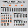 VEVOR 3/8" & 1/2" Drive Impact Socket Set, 59PCS Socket Set SAE 5/16" to 1-1/4" and Metric 6-32mm, 6 Point Cr-Mo Alloy Steel for Auto Repair, Easy-to-Read Markings, Rugged Construction, Storage Case