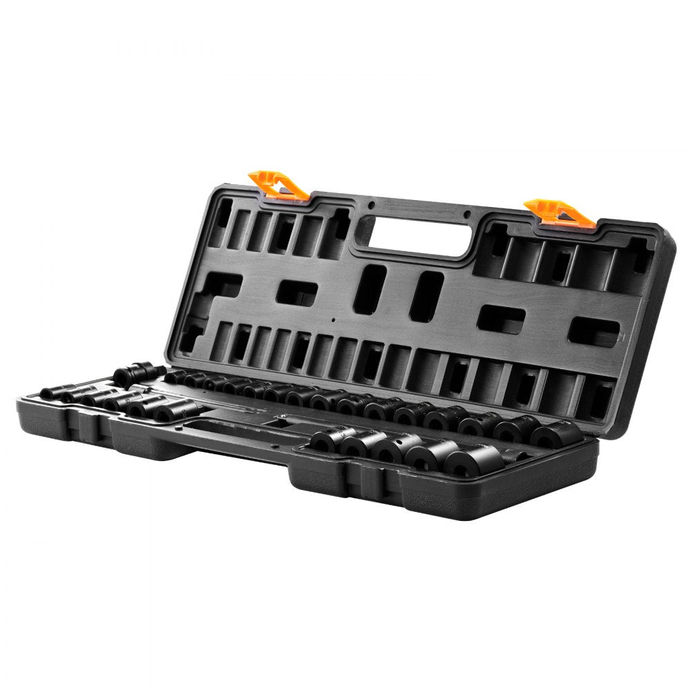 VEVOR 3/8" Drive Impact Socket Set, 29 Piece Shallow Socket Set SAE 3/8"-1" and Metric 8-22mm, 6 Point CR-V Alloy Steel for Auto Repair, Easy-to-Read Size Markings, Rugged Construction, Storage Case