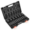 VEVOR Impact Socket Set, 1/2" 19 Piece Impact Sockets, Deep Socket, 6-Point Sockets, 1/2" Drive Set 3/8" to 1-1/2", Cr-V Rugged Construction, Easy to Identify, with a Sturdy Storage Case, for Vehicles