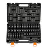 VEVOR Impact Socket Set, 3/8" Drive, 48-Piece Socket Set, 6-Point Sockets, SAE 5/16"-3/4" and Metric 8-19 mm, 21-22 mm, Easy to Identify, Cr-V Alloy Steel, Extension Bar, Adapter and Storage Cage