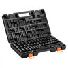 VEVOR Impact Socket Set, 3/8" Drive, 48-Piece Socket Set, 6-Point Sockets, SAE 5/16"-3/4" and Metric 8-19 mm, 21-22 mm, Easy to Identify, Cr-V Alloy Steel, Extension Bar, Adapter and Storage Cage