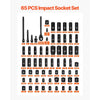 VEVOR Impact Socket Set, 1/2" Drive, 65-Piece Socket Set, 6 Point Sockets, SAE 3/8" to 1-1/4" and Metric 10-24 mm, Easy to Identify, with a Sturdy Storage Case, Cr-V Alloy Steel for Vehicles Repair
