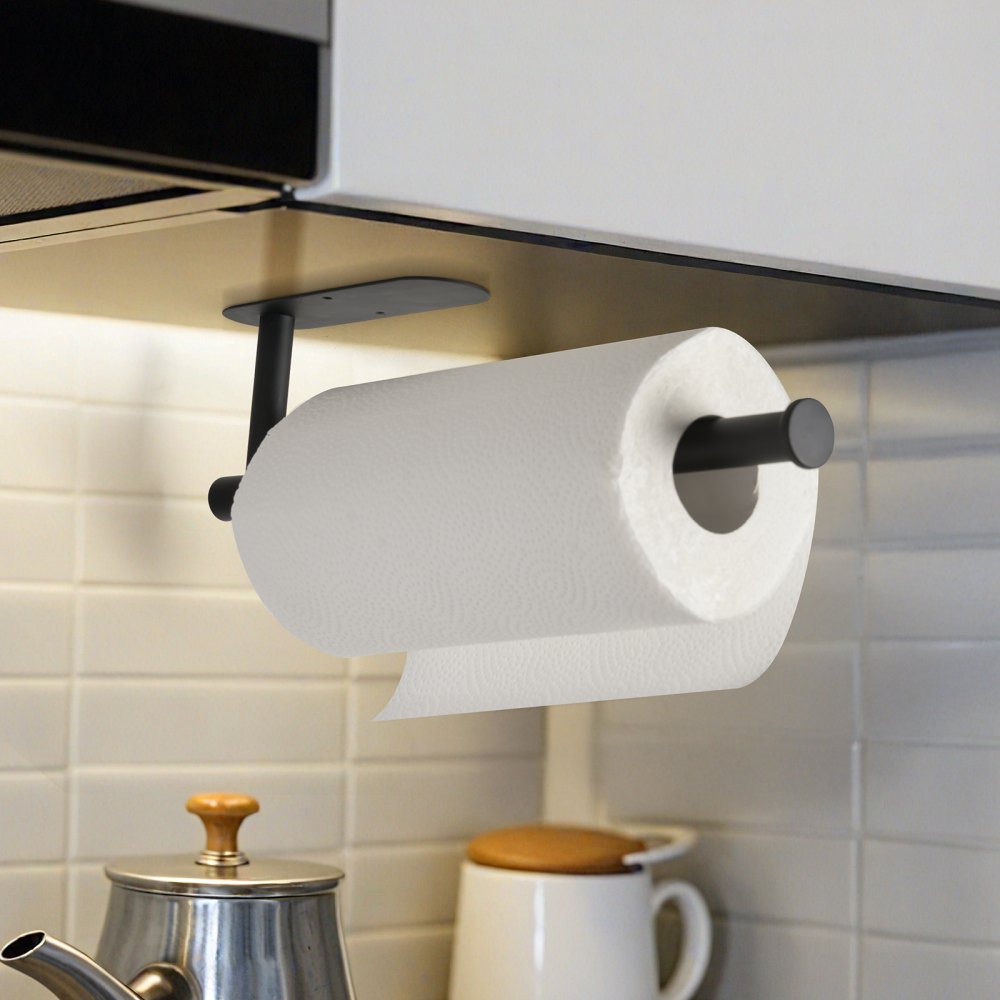 VEVOR Paper Towel Holder Under Cabinet, High-Quality Stainless Steel Paper Towel Holder, Self Adhesive or Drilling Paper Towel Holder Wall Mount for Kitchen, Bathroom, Pantry