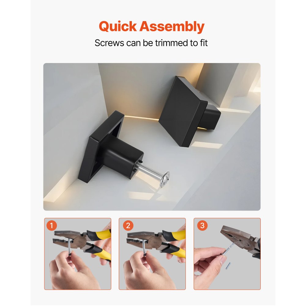 VEVOR Cabinet Knobs, 10 Pack, 1.18 Inch Black Zinc Alloy Drawer Pulls & Door Handles, Square Kitchen Solid Knobs Dresser Handles, Cupboard Hardware with Screws for Bathroom Closet Cabinets Drawers