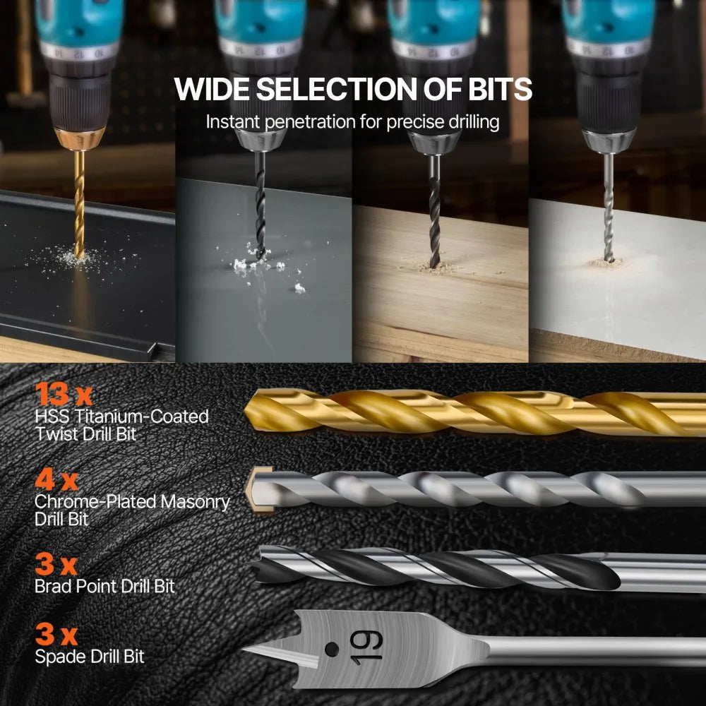 VEVOR Drill Bit Set, 70 Pieces Drill and Driver Bit Set, Screwdriver Bit Set Suitable for Wood Metal Cement Drilling and Screw Driving, Drill Bit Sets Combo Kit Assorted in Organized Carrying Case