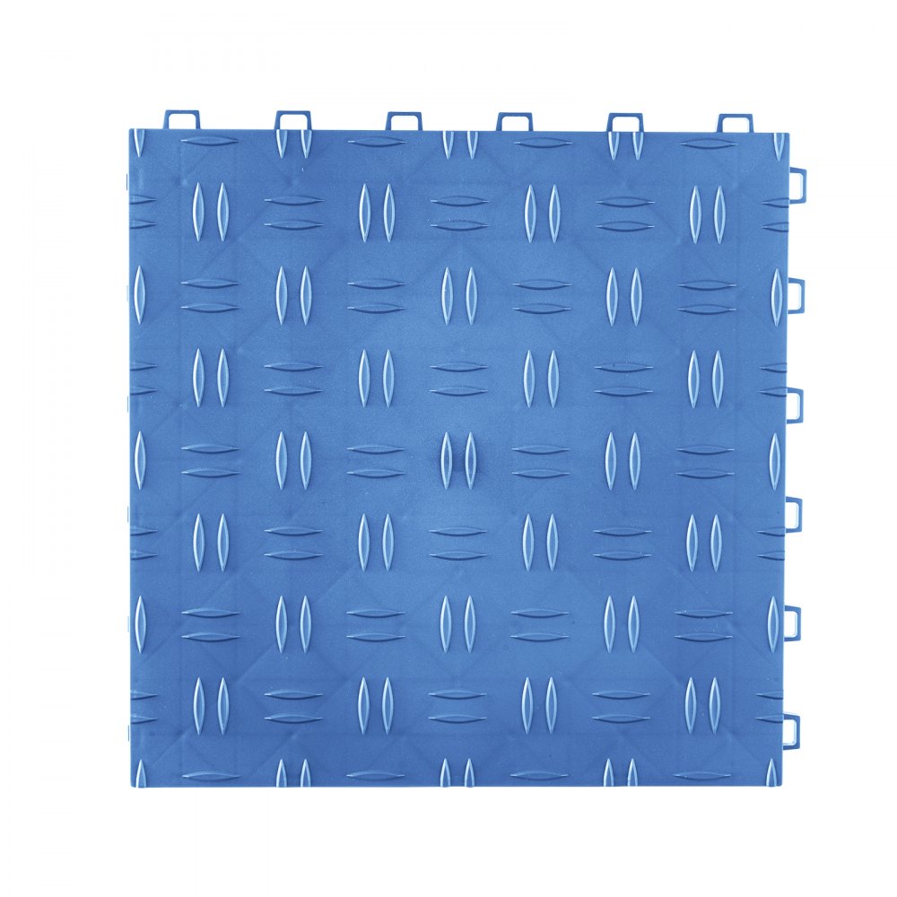 VEVOR Garage Tiles Interlocking, 12 x 12 x 0.53 inch 25 Pack Garage Floor Covering Tiles, Non-Slip Double-Sided Texture Garage Flooring Tiles, for Garages, Basements, Repair Shops, Blue