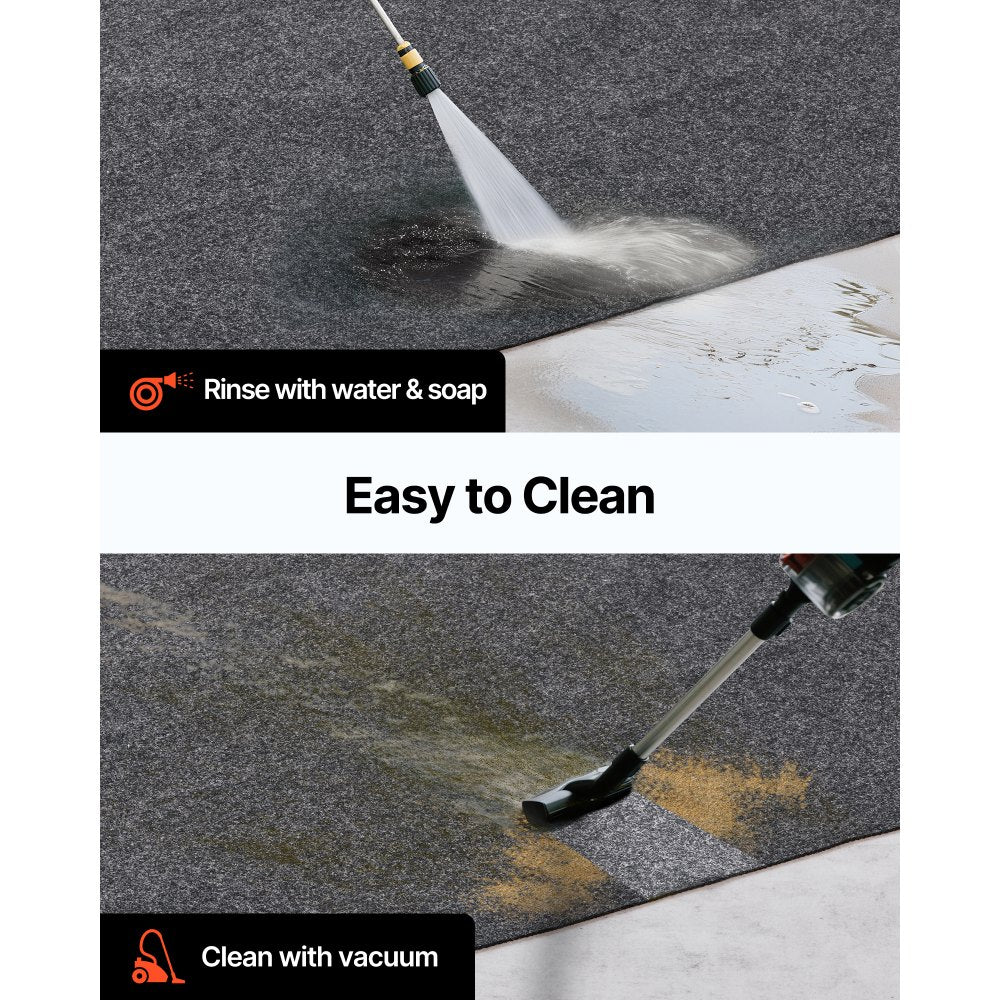 VEVOR Garage Floor Mat, 7.4'x17' Waterproof Protection from Water,Snow, Rain,Mud and Oil for Cars, Non-slip Heavy Duty Containment Mat with TPE Anti-Leak Backing & Easy to Clean & Cuttable