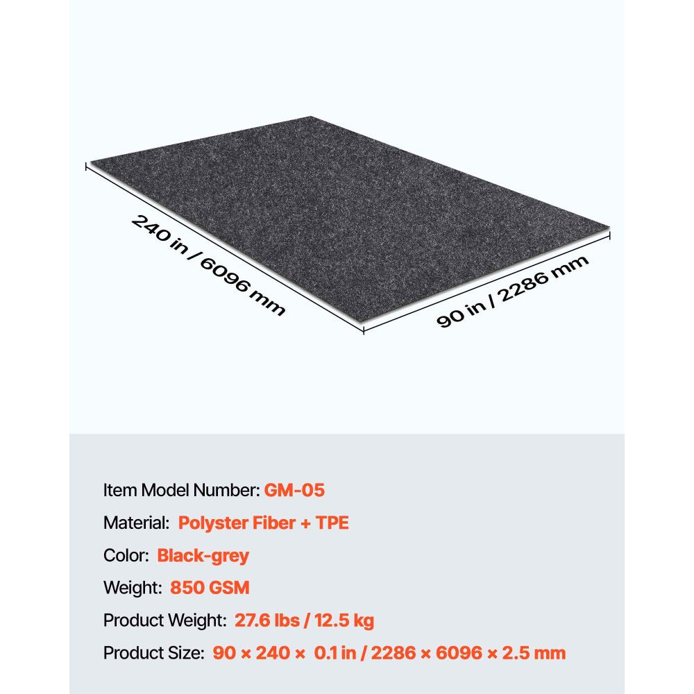 VEVOR Garage Floor Mat, 7.5'x20' Waterproof Protection from Water,Snow, Rain,Mud and Oil for Cars, Non-slip Heavy Duty Containment Mat with TPE Anti-Leak Backing & Easy to Clean & Cuttable