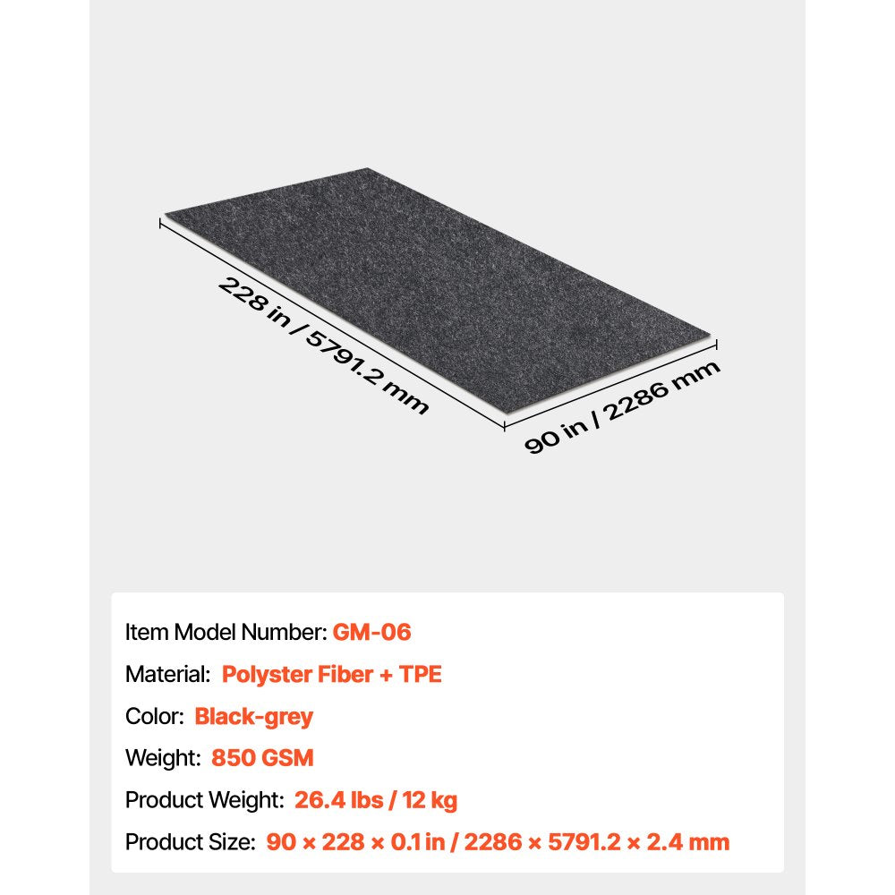 VEVOR Garage Floor Mat, 7.6'x19' Waterproof Protection from Water,Snow, Rain,Mud and Oil for Cars, Non-slip Heavy Duty Containment Mat with TPE Anti-Leak Backing & Easy to Clean & Cuttable