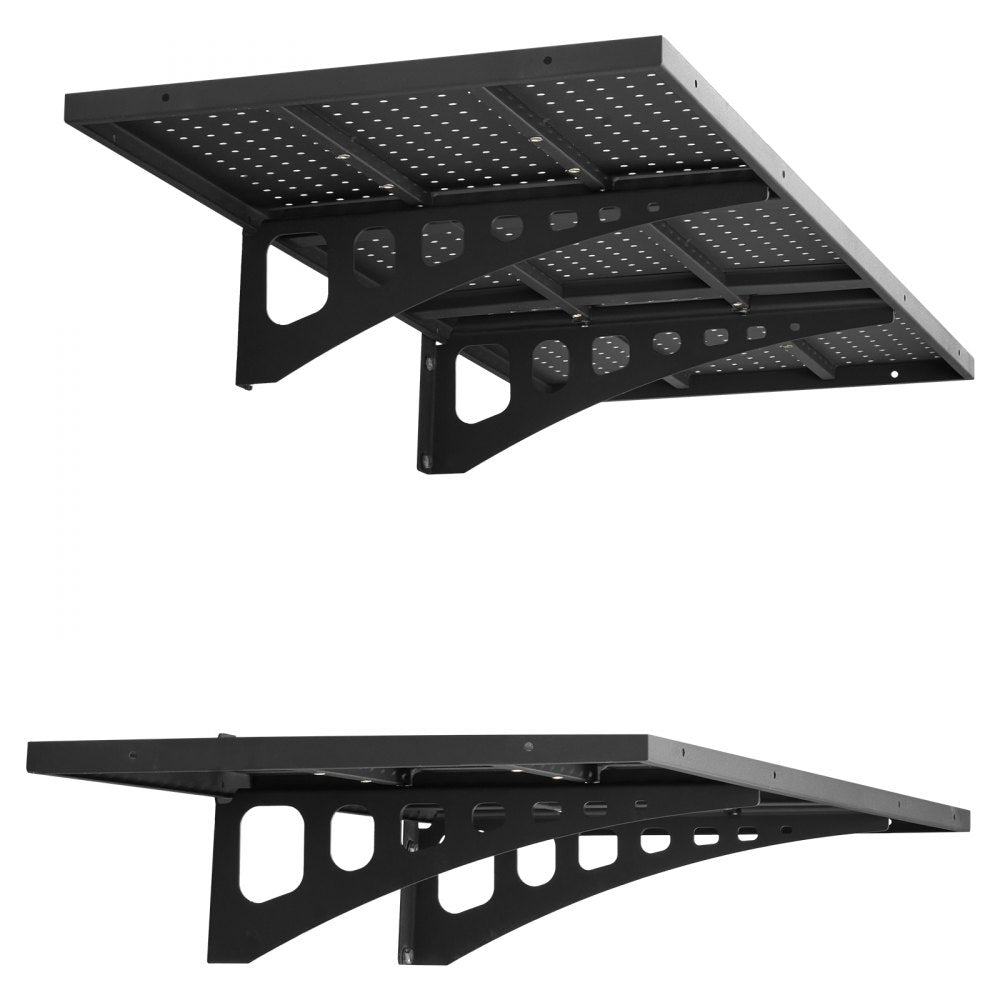 VEVOR 2-Tier Heavy Duty Wall Garage Shelving, 1.64 x 4 ft Steel Wall Mounted Shelving Unit, 19.68 x 48 Inch Per Shelf Floating Storage Metal Rack for Garage with 560 lbs Total Weight Capacity, Black