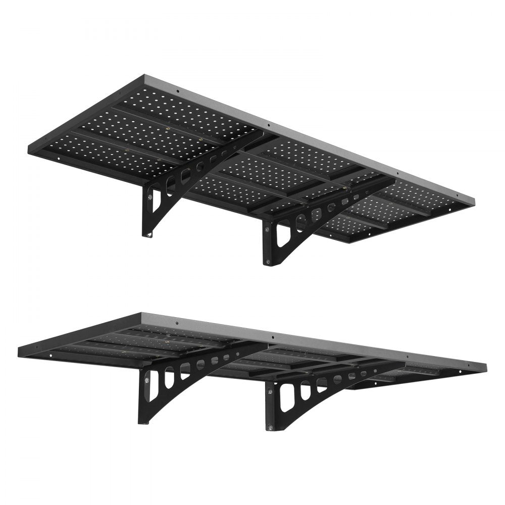 VEVOR 2-Tier Heavy Duty Wall Garage Shelving, 1.64 x 4 ft Steel Wall Mounted Shelving Unit, 19.68 x 48 Inch Per Shelf Floating Storage Metal Rack for Garage with 560 lbs Total Weight Capacity, Black