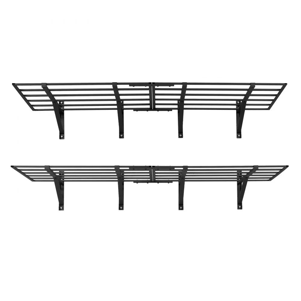 VEVOR 2-Tier Heavy Duty Wall Garage Shelving, 4 Pack 2 x 3 ft Steel Wall Mounted Shelving Unit, 24 x 72 Inch Per Shelf Floating Storage Metal Rack for Garage, 1600 lbs Total Weight Capacity, Black