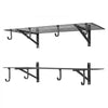 VEVOR 2-Tier Heavy Duty Wall Garage Shelving, 2 x 4 ft Steel Wall Mounted Shelving Unit with Hooks, 24 x 48 Inch Per Shelf Floating Storage Metal Rack for Garage, 520 lbs Total Weight Capacity, Black