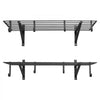 VEVOR 2-Tier Heavy Duty Wall Garage Shelving, 2 x 4 ft Steel Wall Mounted Shelving Unit with Hooks, 24 x 48 Inch Per Shelf Floating Storage Metal Rack for Garage, 520 lbs Total Weight Capacity, Black