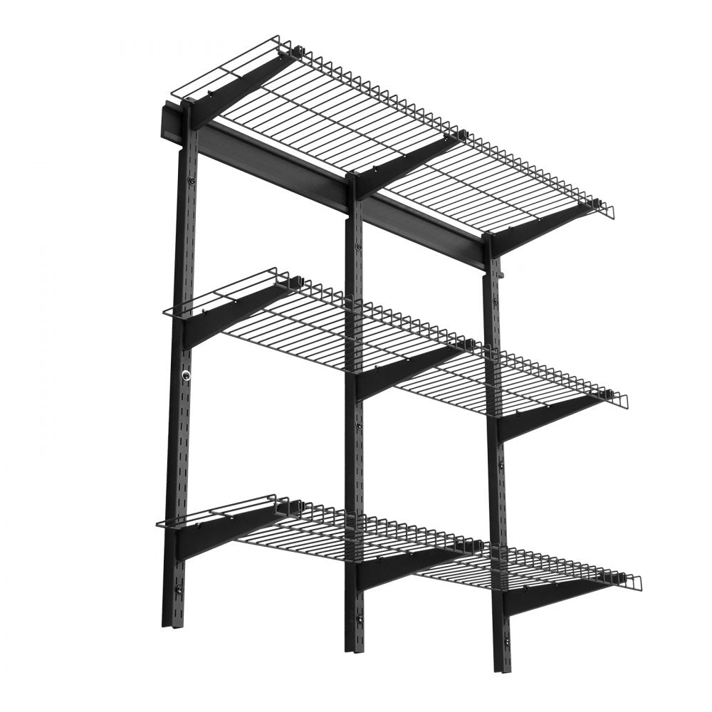 VEVOR 3-Tier Heavy Duty Wall Garage Shelving, 0.9 x 3 ft Steel Wall Mounted Shelving Unit, 11 x 36 Inch Per Shelf Floating Storage Metal Rack for Garage with 450 lbs Total Weight Capacity, Black