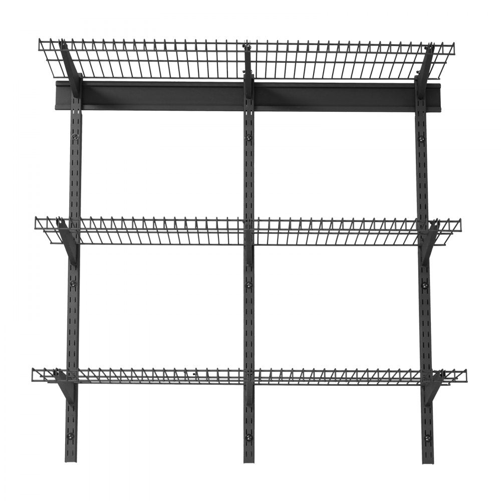 VEVOR 3-Tier Heavy Duty Wall Garage Shelving, 0.9 x 3 ft Steel Wall Mounted Shelving Unit, 11 x 36 Inch Per Shelf Floating Storage Metal Rack for Garage with 450 lbs Total Weight Capacity, Black