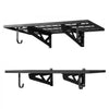 VEVOR 2-Tier Heavy Duty Wall Garage Shelving, 2 x 3 ft Steel Wall Mounted Shelving Unit with Hooks, 24 x 36 Inch Per Shelf Floating Storage Metal Rack for Garage, 500 lbs Total Weight Capacity, Black