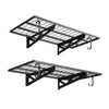 VEVOR 2-Tier Heavy Duty Wall Garage Shelving, 2 x 4 ft Steel Wall Mounted Shelving Unit with Hooks, 24 x 48 Inch Per Shelf Floating Storage Metal Rack for Garage, 500 lbs Total Weight Capacity, Black