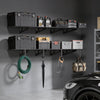 VEVOR 2-Tier Heavy Duty Wall Garage Shelving, 8 Pack 1 x 3 ft Steel Wall Mounted Shelving Unit with Hooks, 24 x 72 Inch Per Shelf Floating Storage Metal Rack, 1000 lbs Total Weight Capacity, Black