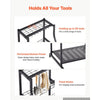 VEVOR Garden Tool Organizer, 3-Tier High-Capacity Metal Garage Storage Rack, for Rakes/Shovels/Brooms, Yard Utility Tool Holder for Shed/Outdoor/Lawn Organization, Heavy-Duty Steel, with Hooks, Black