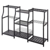 VEVOR Garden Tool Organizer, 3-Tier High-Capacity Metal Garage Storage Rack, for Rakes/Shovels/Brooms, Yard Utility Tool Holder for Shed/Outdoor/Lawn Organization, Heavy-Duty Steel, with Hooks, Black