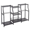 VEVOR Garden Tool Organizer, 3-Tier High-Capacity Metal Garage Storage Rack, for Rakes/Shovels/Brooms, Yard Utility Tool Holder for Shed/Outdoor/Lawn Organization, Heavy-Duty Steel, with Hooks, Black