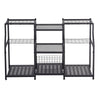 VEVOR Garden Tool Organizer, 3-Tier High-Capacity Metal Garage Storage Rack, for Rakes/Shovels/Brooms, Yard Utility Tool Holder for Shed/Outdoor/Lawn Organization, Heavy-Duty Steel, with Hooks, Black