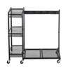 VEVOR Broom Holder with Cleaning Supplies Organizer, Garage Storage Metal, Cleaning Cart with Mop Hanger, for Home Brooms, Detergent, Brushes, Heavy-Duty Steel Utility Tool Holder, with Wheels, Black